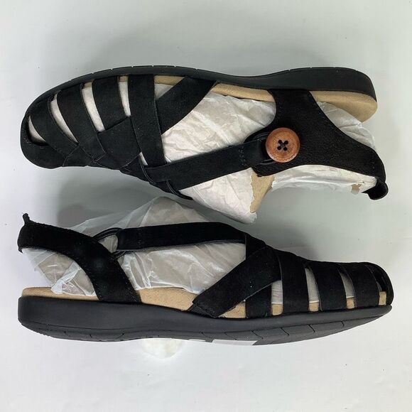 New! Earth Etbelite-QV Black Leather Strap Comfort Women's Sandals Sz 8M - Picture 8 of 9